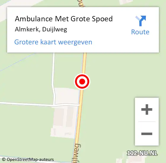 Locatie op kaart van de 112 melding: Ambulance Met Grote Spoed Naar Almkerk, Duijlweg op 23 oktober 2019 13:25