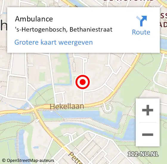 Locatie op kaart van de 112 melding: Ambulance 's-Hertogenbosch, Bethaniestraat op 23 oktober 2019 15:37
