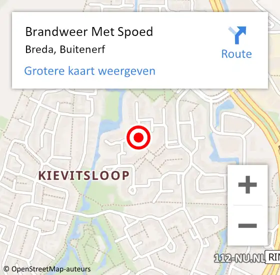 Locatie op kaart van de 112 melding: Brandweer Met Spoed Naar Breda, Buitenerf op 23 oktober 2019 18:16