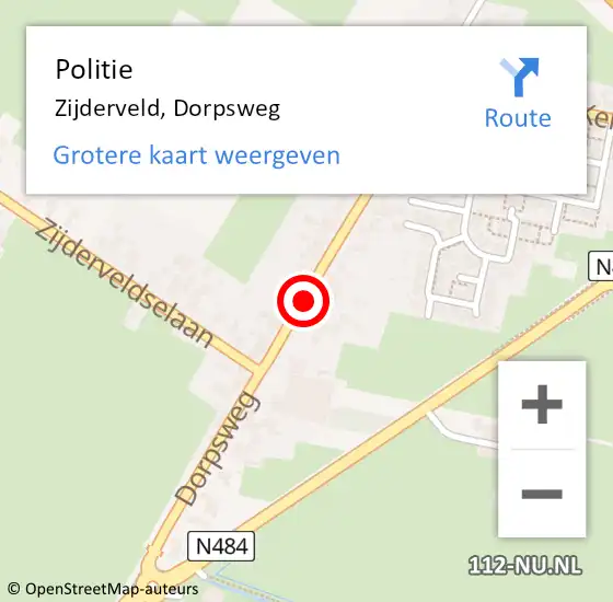Locatie op kaart van de 112 melding: Politie Zijderveld, Dorpsweg op 23 oktober 2019 22:52