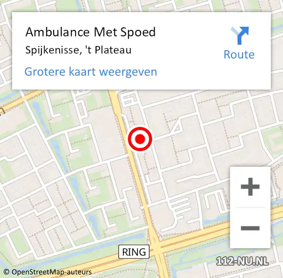 Locatie op kaart van de 112 melding: Ambulance Met Spoed Naar Spijkenisse, 't Plateau op 24 oktober 2019 05:34