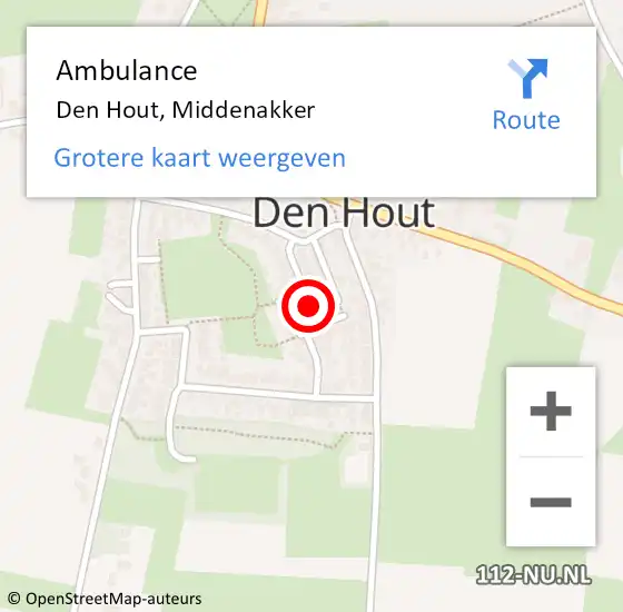 Locatie op kaart van de 112 melding: Ambulance Den Hout, Middenakker op 24 oktober 2019 12:47
