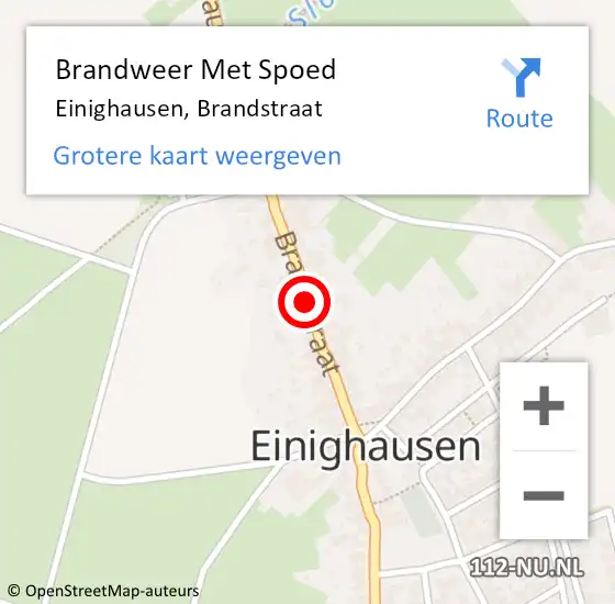 Locatie op kaart van de 112 melding: Brandweer Met Spoed Naar Einighausen, Brandstraat op 25 oktober 2019 03:53