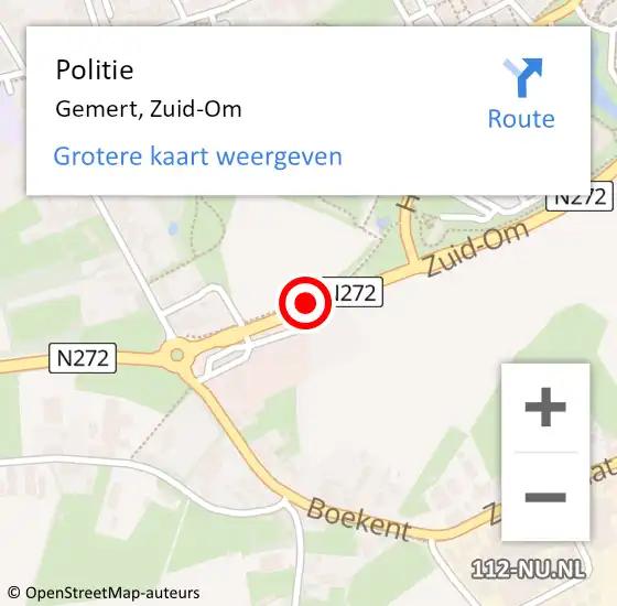 Locatie op kaart van de 112 melding: Politie Gemert, Zuid-Om op 25 oktober 2019 07:20