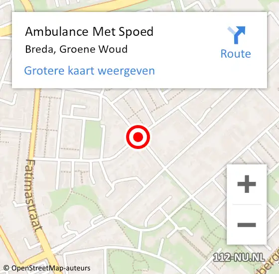 Locatie op kaart van de 112 melding: Ambulance Met Spoed Naar Breda, Groene Woud op 25 oktober 2019 12:25