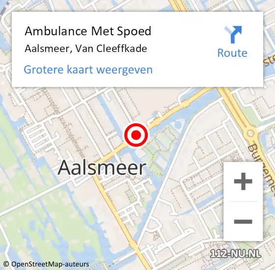 Locatie op kaart van de 112 melding: Ambulance Met Spoed Naar Aalsmeer, Van Cleeffkade op 25 oktober 2019 13:54