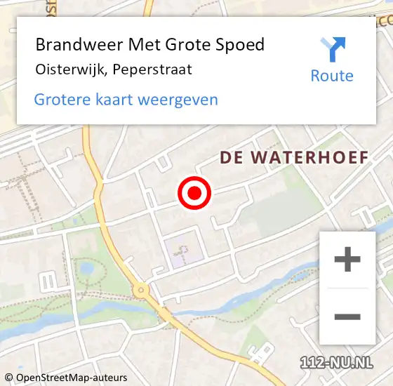 Locatie op kaart van de 112 melding: Brandweer Met Grote Spoed Naar Oisterwijk, Peperstraat op 25 oktober 2019 17:43