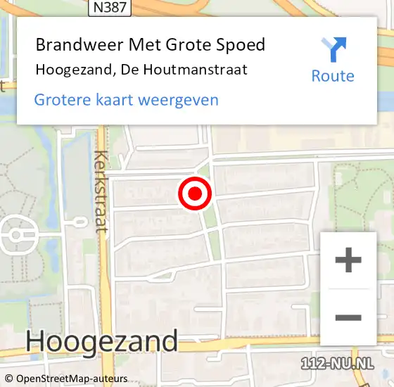 Locatie op kaart van de 112 melding: Brandweer Met Grote Spoed Naar Hoogezand, De Houtmanstraat op 25 oktober 2019 18:21