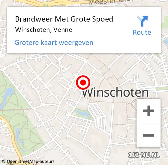 Locatie op kaart van de 112 melding: Brandweer Met Grote Spoed Naar Winschoten, Venne op 25 oktober 2019 19:05