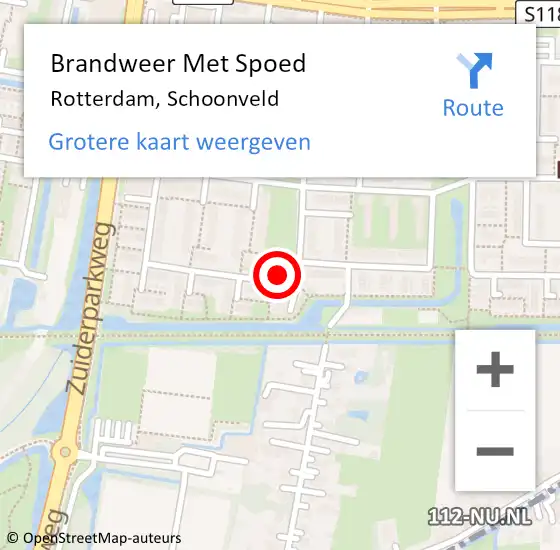 Locatie op kaart van de 112 melding: Brandweer Met Spoed Naar Rotterdam, Schoonveld op 25 oktober 2019 19:40