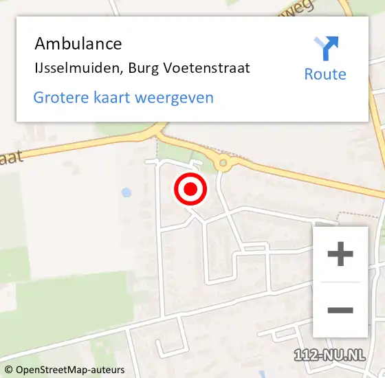 Locatie op kaart van de 112 melding: Ambulance IJsselmuiden, Burg Voetenstraat op 26 oktober 2019 07:45
