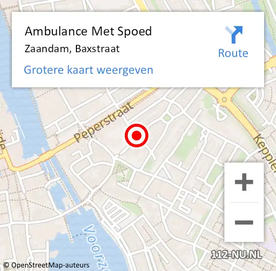 Locatie op kaart van de 112 melding: Ambulance Met Spoed Naar Zaandam, Baxstraat op 26 oktober 2019 10:21