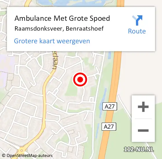 Locatie op kaart van de 112 melding: Ambulance Met Grote Spoed Naar Raamsdonksveer, Benraatshoef op 26 oktober 2019 10:27
