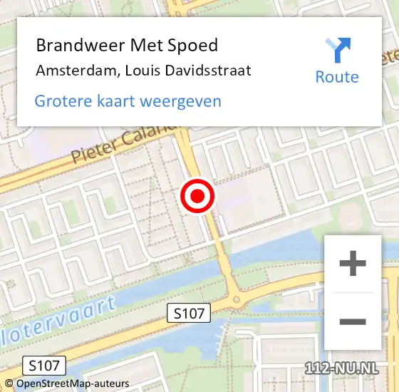 Locatie op kaart van de 112 melding: Brandweer Met Spoed Naar Amsterdam, Louis Davidsstraat op 26 oktober 2019 12:06