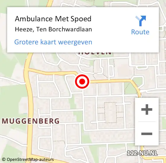 Locatie op kaart van de 112 melding: Ambulance Met Spoed Naar Heeze, Ten Borchwardlaan op 26 oktober 2019 14:46