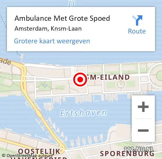 Locatie op kaart van de 112 melding: Ambulance Met Grote Spoed Naar Amsterdam, Knsm-Laan op 26 oktober 2019 15:27