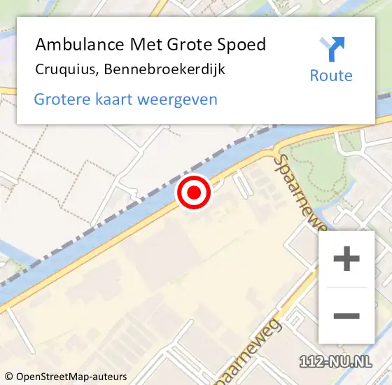 Locatie op kaart van de 112 melding: Ambulance Met Grote Spoed Naar Cruquius, Bennebroekerdijk op 26 oktober 2019 16:38