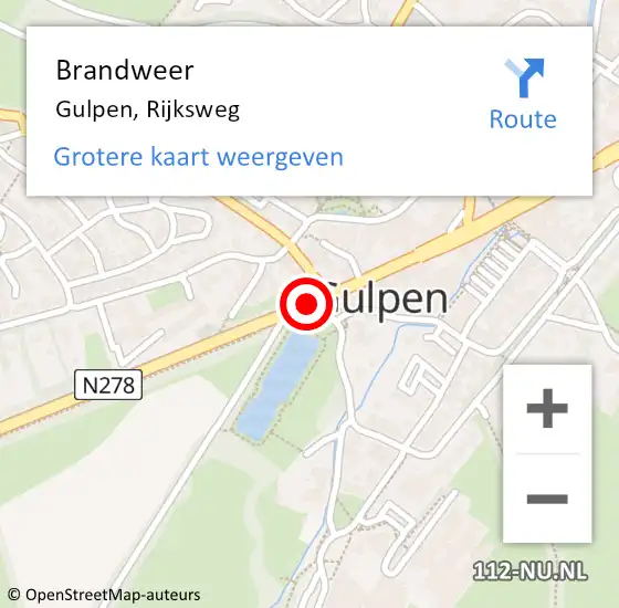 Locatie op kaart van de 112 melding: Brandweer Gulpen, Rijksweg op 26 oktober 2019 22:12