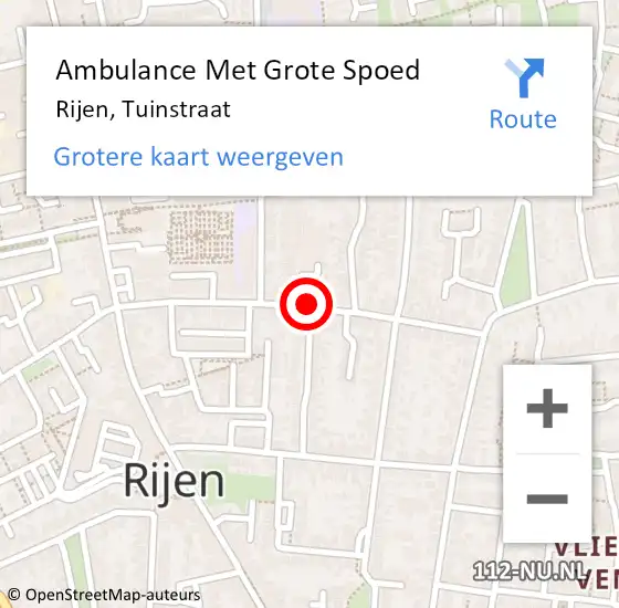 Locatie op kaart van de 112 melding: Ambulance Met Grote Spoed Naar Rijen, Tuinstraat op 27 oktober 2019 09:13
