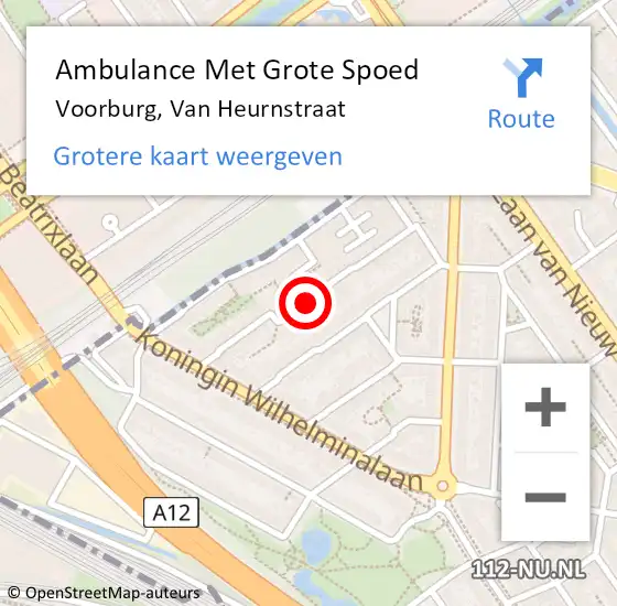 Locatie op kaart van de 112 melding: Ambulance Met Grote Spoed Naar Voorburg, Van Heurnstraat op 27 oktober 2019 10:12