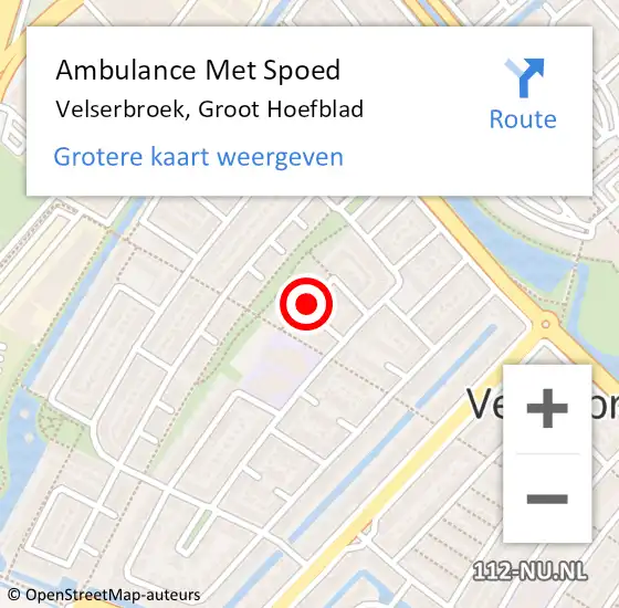 Locatie op kaart van de 112 melding: Ambulance Met Spoed Naar Velserbroek, Groot Hoefblad op 27 oktober 2019 12:03