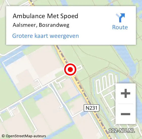 Locatie op kaart van de 112 melding: Ambulance Met Spoed Naar Aalsmeer, Bosrandweg op 27 oktober 2019 13:54