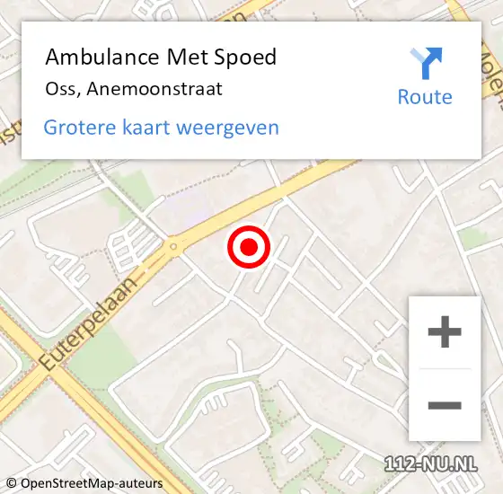 Locatie op kaart van de 112 melding: Ambulance Met Spoed Naar Oss, Anemoonstraat op 27 oktober 2019 18:01