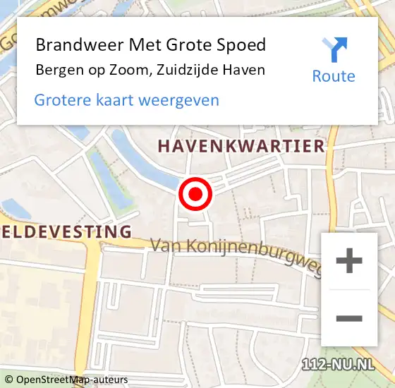 Locatie op kaart van de 112 melding: Brandweer Met Grote Spoed Naar Bergen op Zoom, Zuidzijde Haven op 28 oktober 2019 03:51