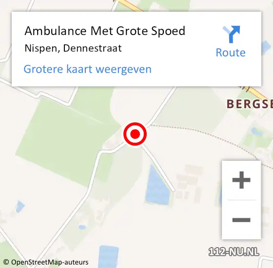 Locatie op kaart van de 112 melding: Ambulance Met Grote Spoed Naar Nispen, Dennestraat op 28 oktober 2019 12:13