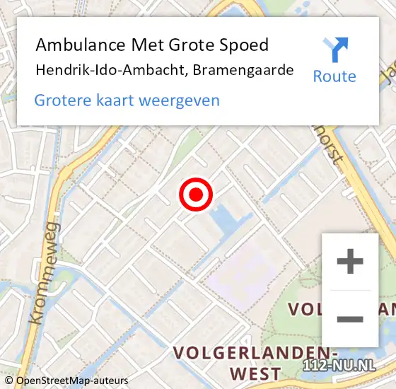 Locatie op kaart van de 112 melding: Ambulance Met Grote Spoed Naar Hendrik-Ido-Ambacht, Bramengaarde op 28 oktober 2019 15:18