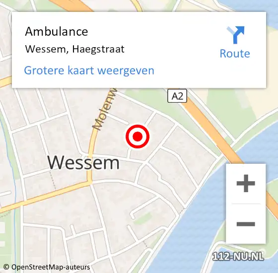Locatie op kaart van de 112 melding: Ambulance Wessem, Haegstraat op 28 oktober 2019 15:19