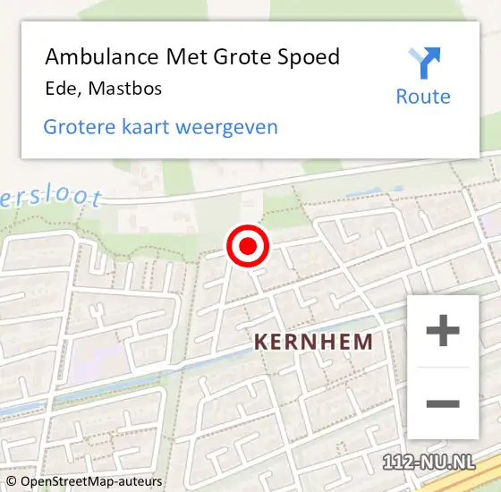 Locatie op kaart van de 112 melding: Ambulance Met Grote Spoed Naar Ede, Mastbos op 28 oktober 2019 20:46