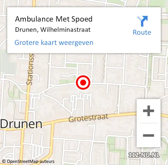 Locatie op kaart van de 112 melding: Ambulance Met Spoed Naar Drunen, Wilhelminastraat op 28 oktober 2019 21:21