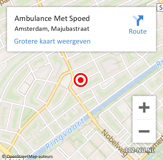 Locatie op kaart van de 112 melding: Ambulance Met Spoed Naar Amsterdam, Majubastraat op 29 oktober 2019 07:01