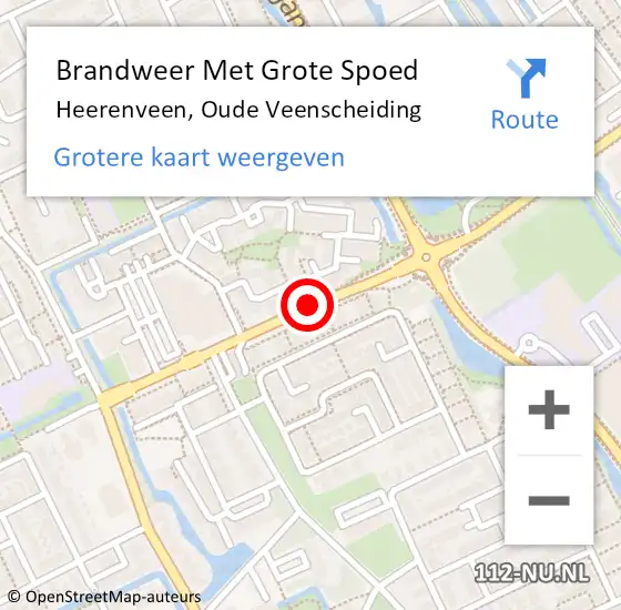 Locatie op kaart van de 112 melding: Brandweer Met Grote Spoed Naar Heerenveen, Oude Veenscheiding op 29 oktober 2019 13:01