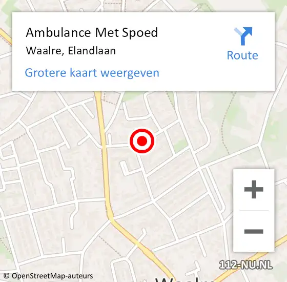 Locatie op kaart van de 112 melding: Ambulance Met Spoed Naar Waalre, Elandlaan op 29 oktober 2019 14:11