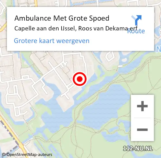 Locatie op kaart van de 112 melding: Ambulance Met Grote Spoed Naar Capelle aan den IJssel, Roos van Dekama erf op 29 oktober 2019 17:39