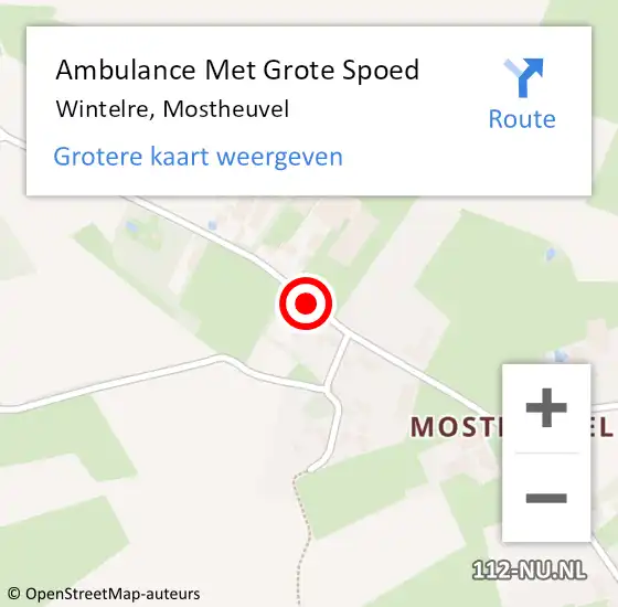 Locatie op kaart van de 112 melding: Ambulance Met Grote Spoed Naar Wintelre, Mostheuvel op 30 oktober 2019 09:30