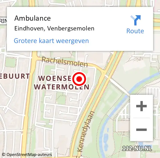 Locatie op kaart van de 112 melding: Ambulance Eindhoven, Venbergsemolen op 30 oktober 2019 16:05