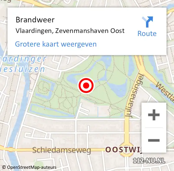Locatie op kaart van de 112 melding: Brandweer Vlaardingen, Zevenmanshaven Oost op 30 oktober 2019 19:09