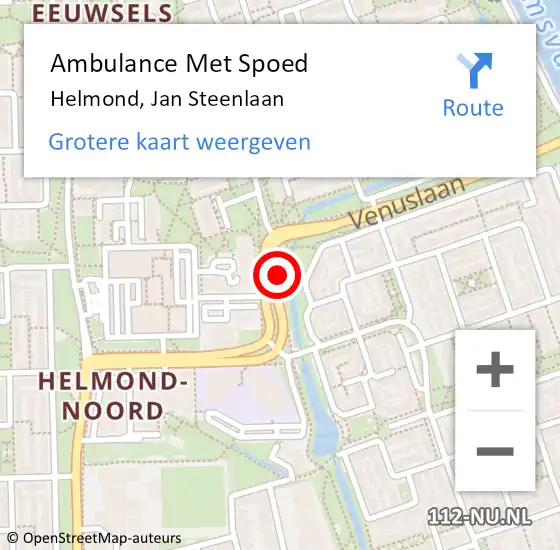 Locatie op kaart van de 112 melding: Ambulance Met Spoed Naar Helmond, Jan Steenlaan op 30 oktober 2019 19:39
