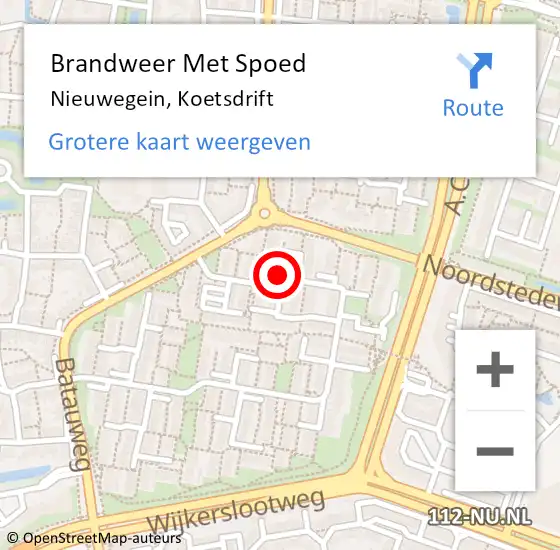Locatie op kaart van de 112 melding: Brandweer Met Spoed Naar Nieuwegein, Koetsdrift op 30 oktober 2019 19:53