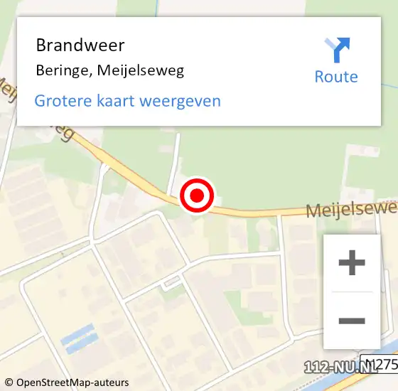 Locatie op kaart van de 112 melding: Brandweer Beringe, Meijelseweg op 31 oktober 2019 05:14