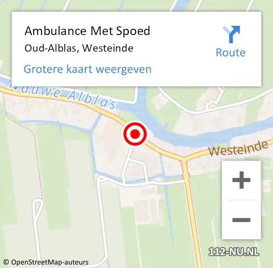 Locatie op kaart van de 112 melding: Ambulance Met Spoed Naar Oud-Alblas, Westeinde op 31 oktober 2019 07:48