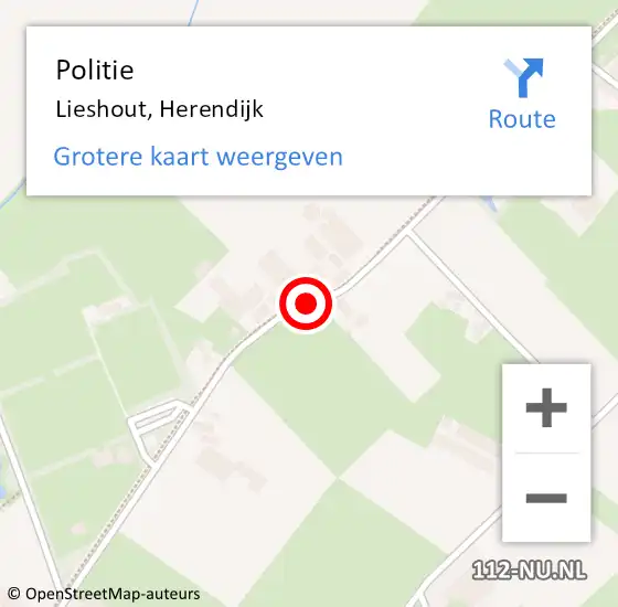 Locatie op kaart van de 112 melding: Politie Lieshout, Herendijk op 31 oktober 2019 09:24