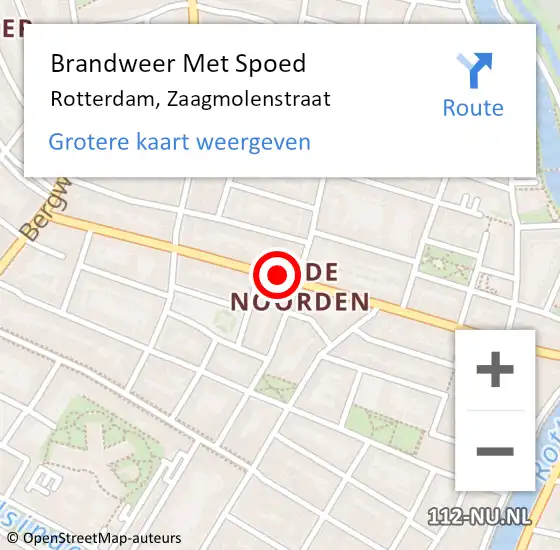 Locatie op kaart van de 112 melding: Brandweer Met Spoed Naar Rotterdam, Zaagmolenstraat op 31 oktober 2019 09:35