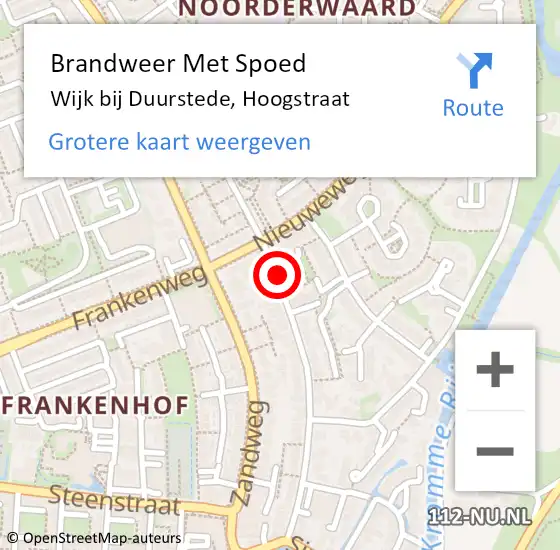 Locatie op kaart van de 112 melding: Brandweer Met Spoed Naar Wijk bij Duurstede, Hoogstraat op 31 oktober 2019 13:17