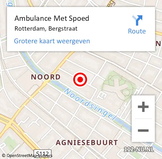 Locatie op kaart van de 112 melding: Ambulance Met Spoed Naar Rotterdam, Bergstraat op 31 oktober 2019 14:03