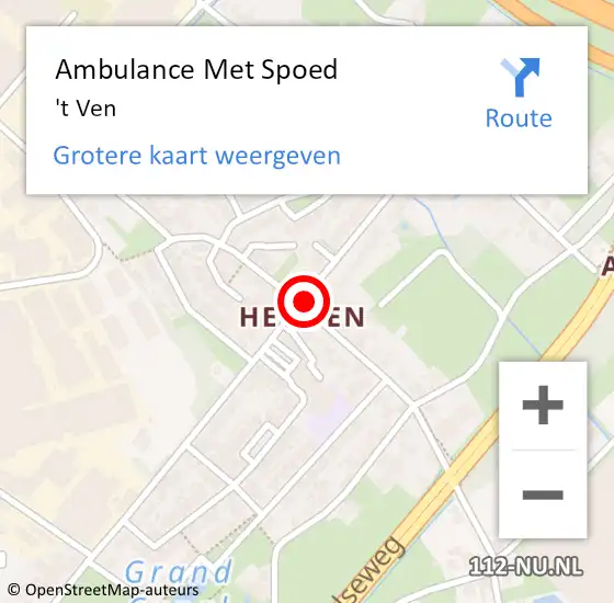 Locatie op kaart van de 112 melding: Ambulance Met Spoed Naar 't Ven op 31 oktober 2019 14:47