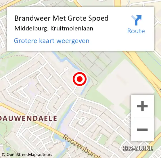 Locatie op kaart van de 112 melding: Brandweer Met Grote Spoed Naar Middelburg, Kruitmolenlaan op 31 oktober 2019 15:19